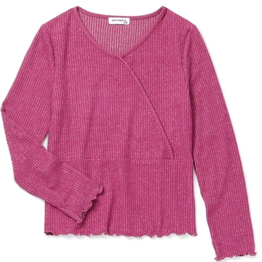 EYESHADOW Girls L (14) V-Neck LS Soft Pullover Knit Violet Purple Shirt NWT $32